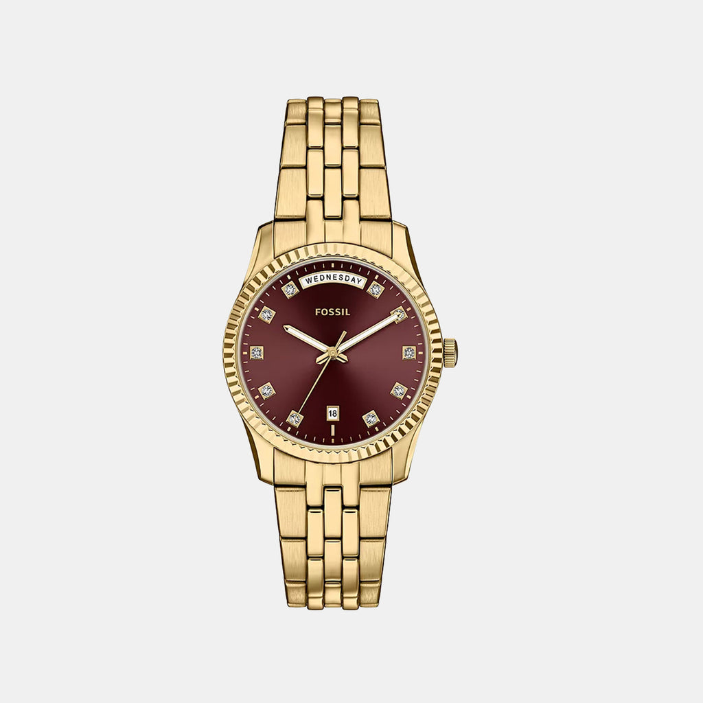 Scarlette Women Quartz Red Dial Analog Stainless Steel Watch ES5514
