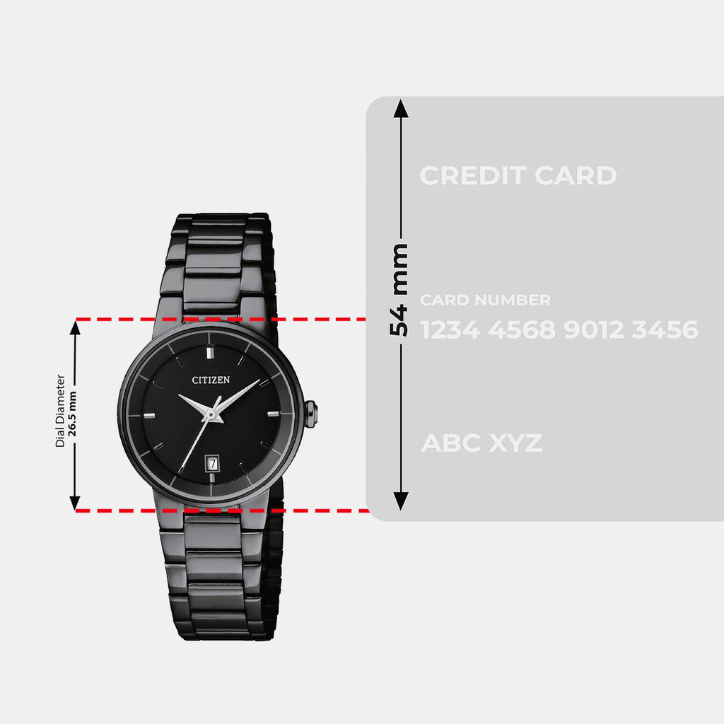 Women Quartz Black Dial Analog Stainless Steel EU6017-54E