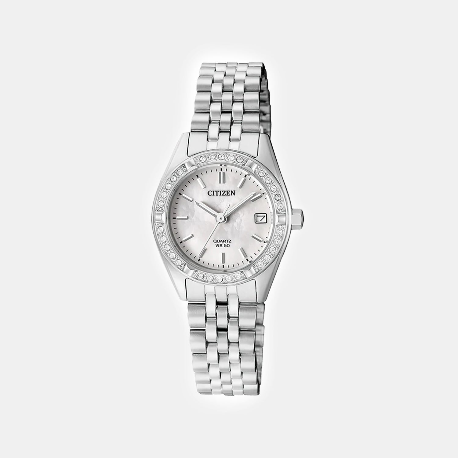 Classic Women Quartz Mother Of Pearl Dial Analog Stainless Steel Watch EU6060-55D