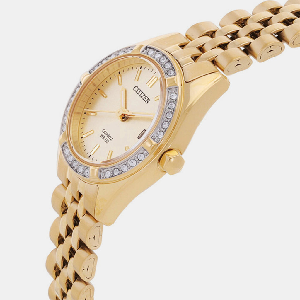 Women Quartz Gold Dial Analog Stainless Steel Watch EU6062-50P