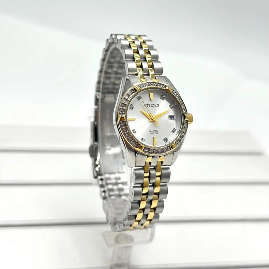 Women Quartz Silver Dial Analog Stainless Steel Watch EU6066-59A