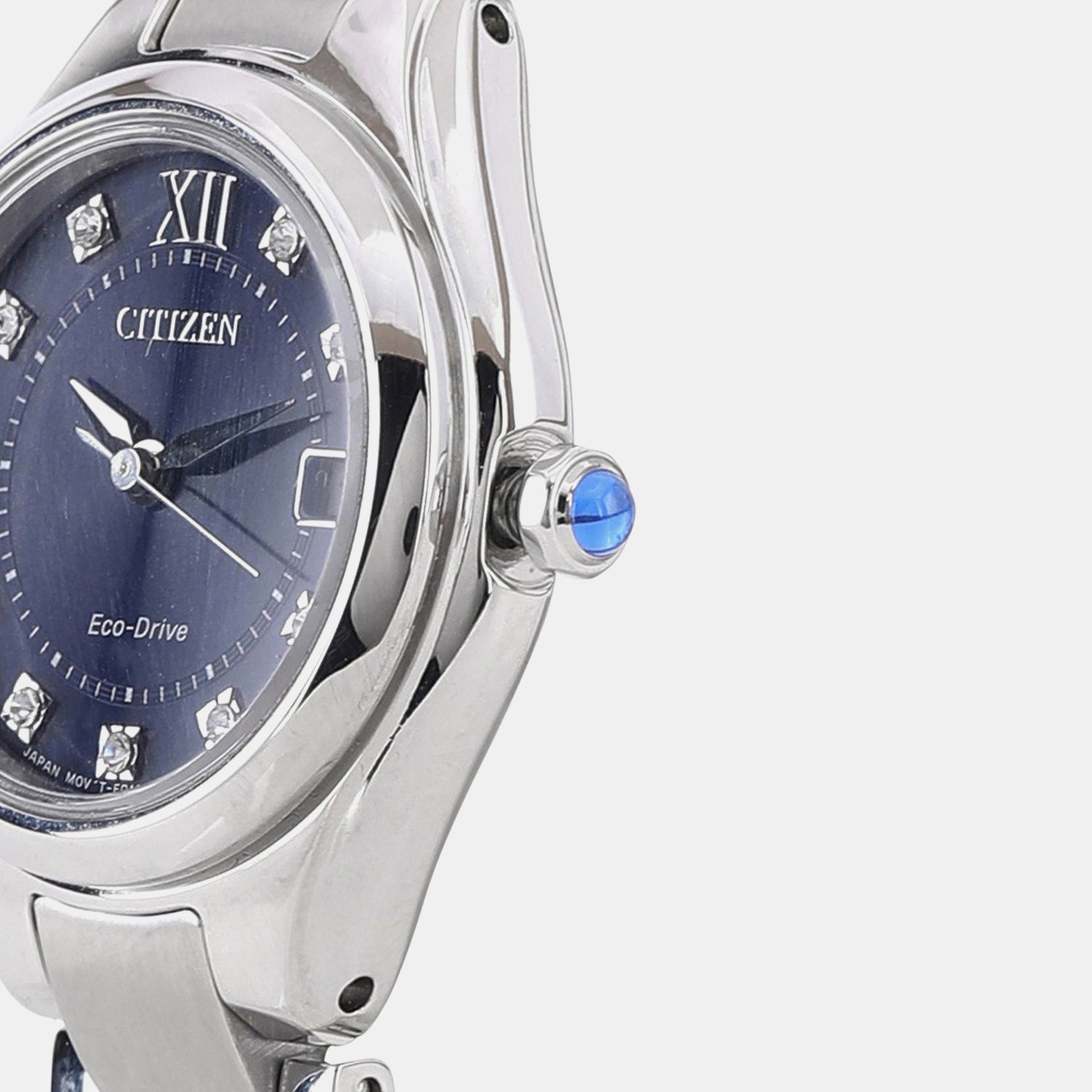 Women Quartz Eco-Drive Blue Dial Analog Stainless Steel Watch EW2540-83L
