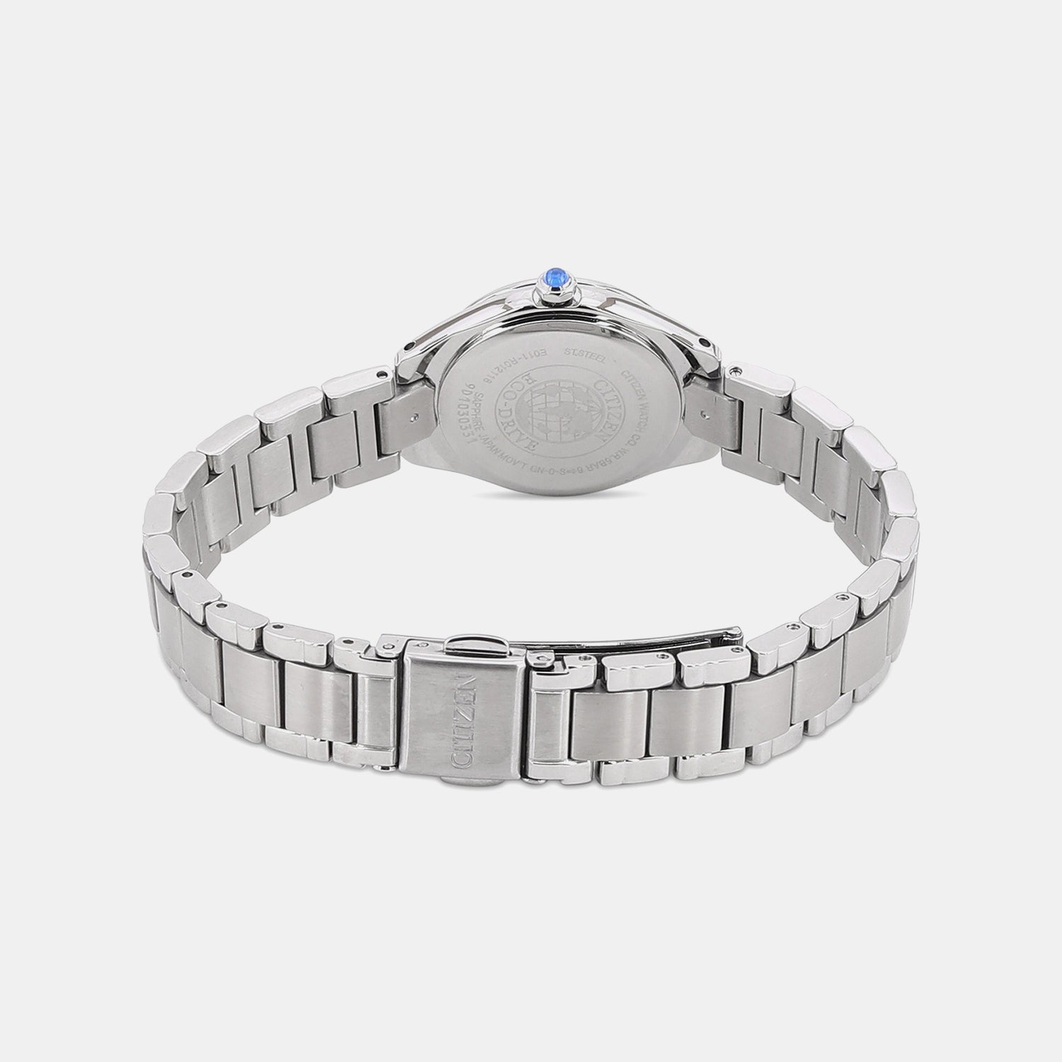 Women Quartz Eco-Drive Blue Dial Analog Stainless Steel Watch EW2540-83L