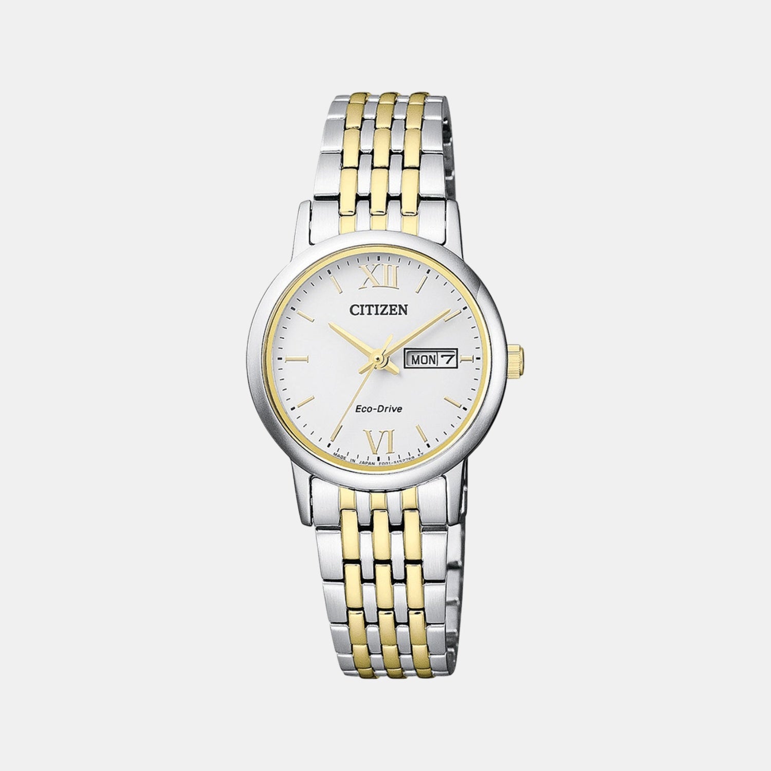 Women Eco-Drive White Dial Analog Stainless Steel Watch EW3254-87A
