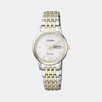 Women Eco-Drive White Dial Analog Stainless Steel Watch EW3254-87A