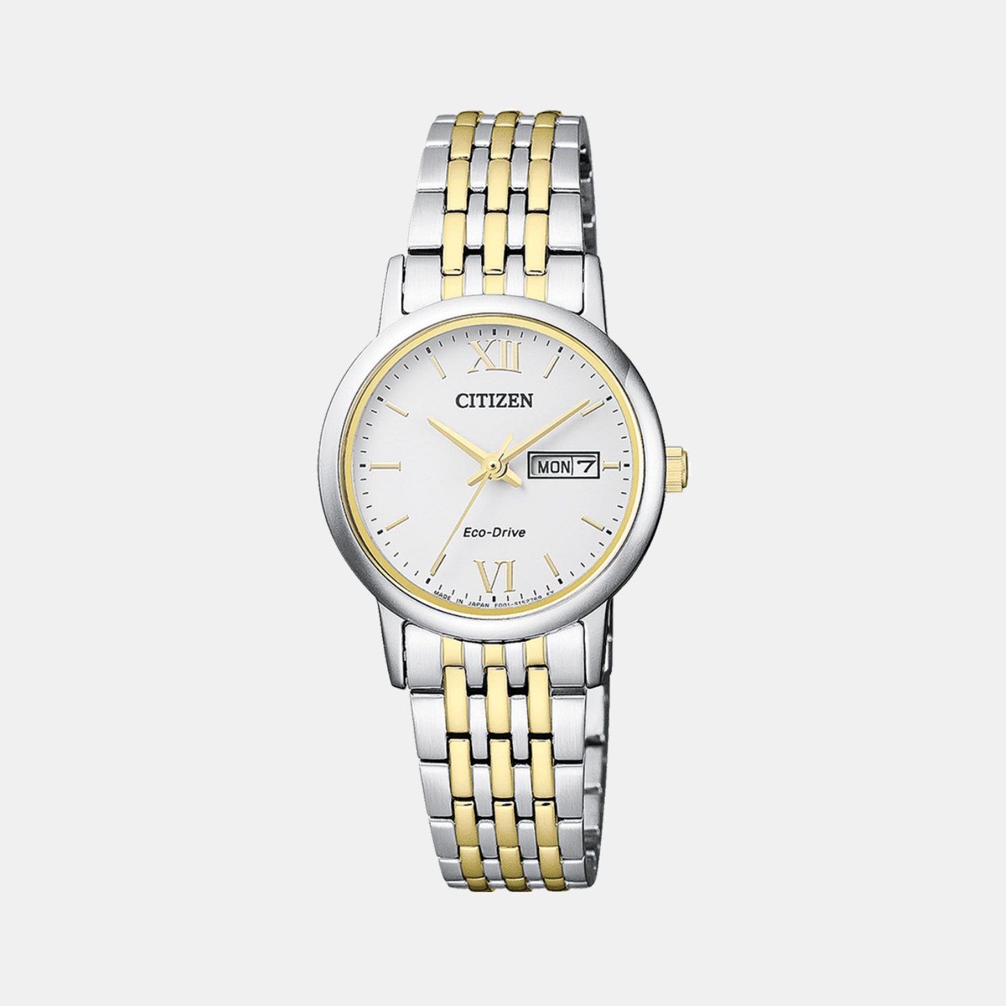 Women Eco-Drive White Dial Analog Stainless Steel Watch EW3254-87A