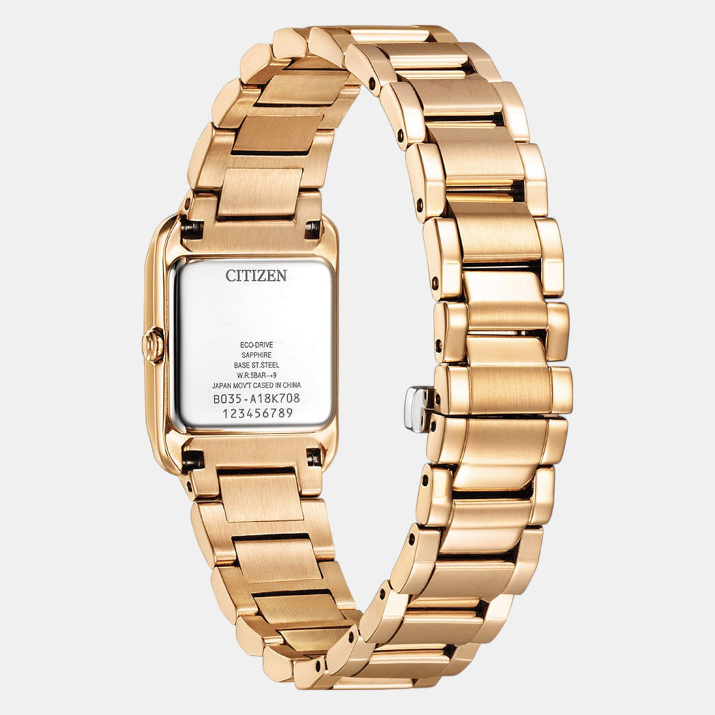 Citizen L Women Eco-Drive Champagne Dial Analog Stainless Steel Watch EW5603-89Y
