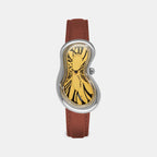 Classic Unisex Quartz Yellow Dial Analog Leather Watch EX0001.0003