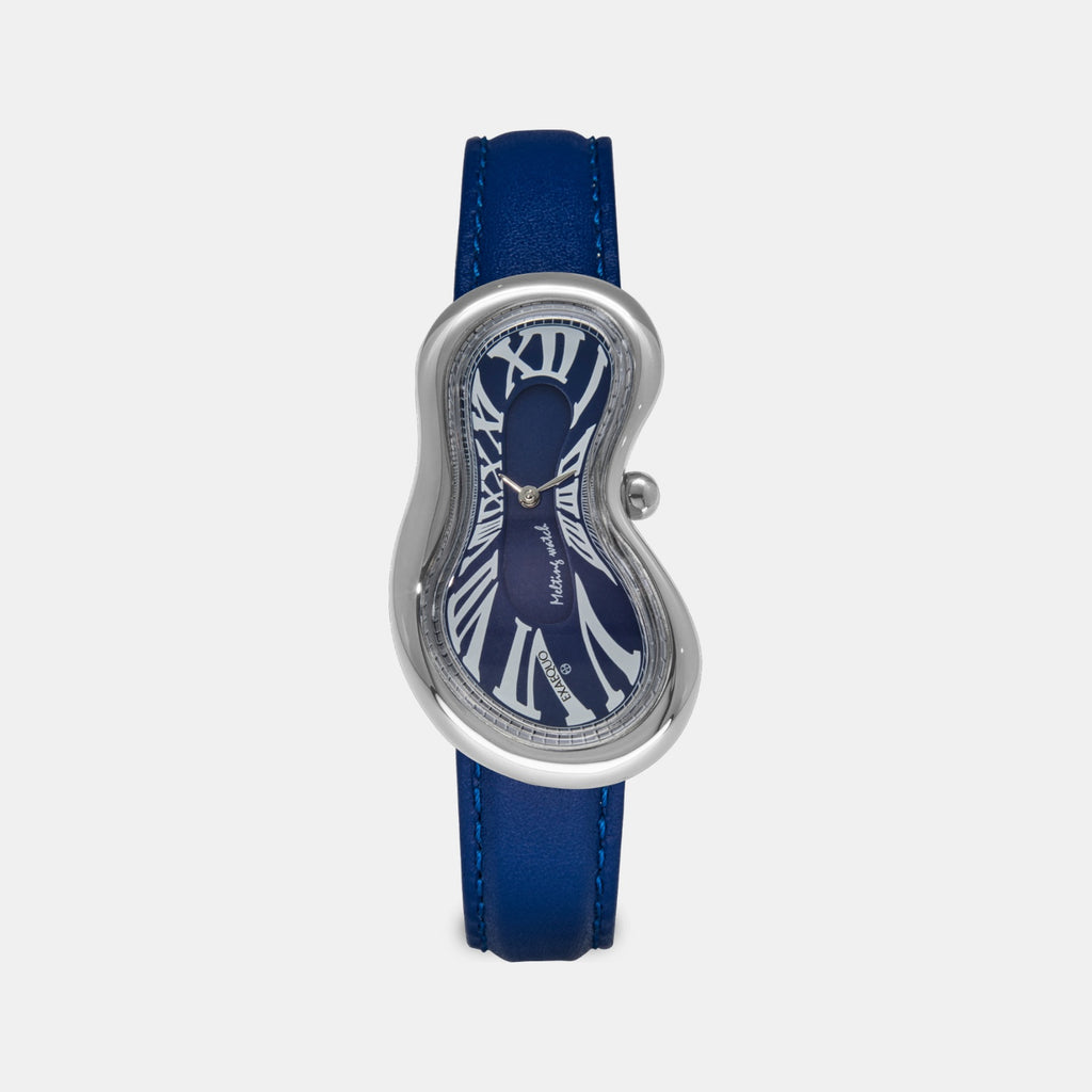 Classic Unisex Quartz Blue Dial Analog Leather Watch EX0001.0004