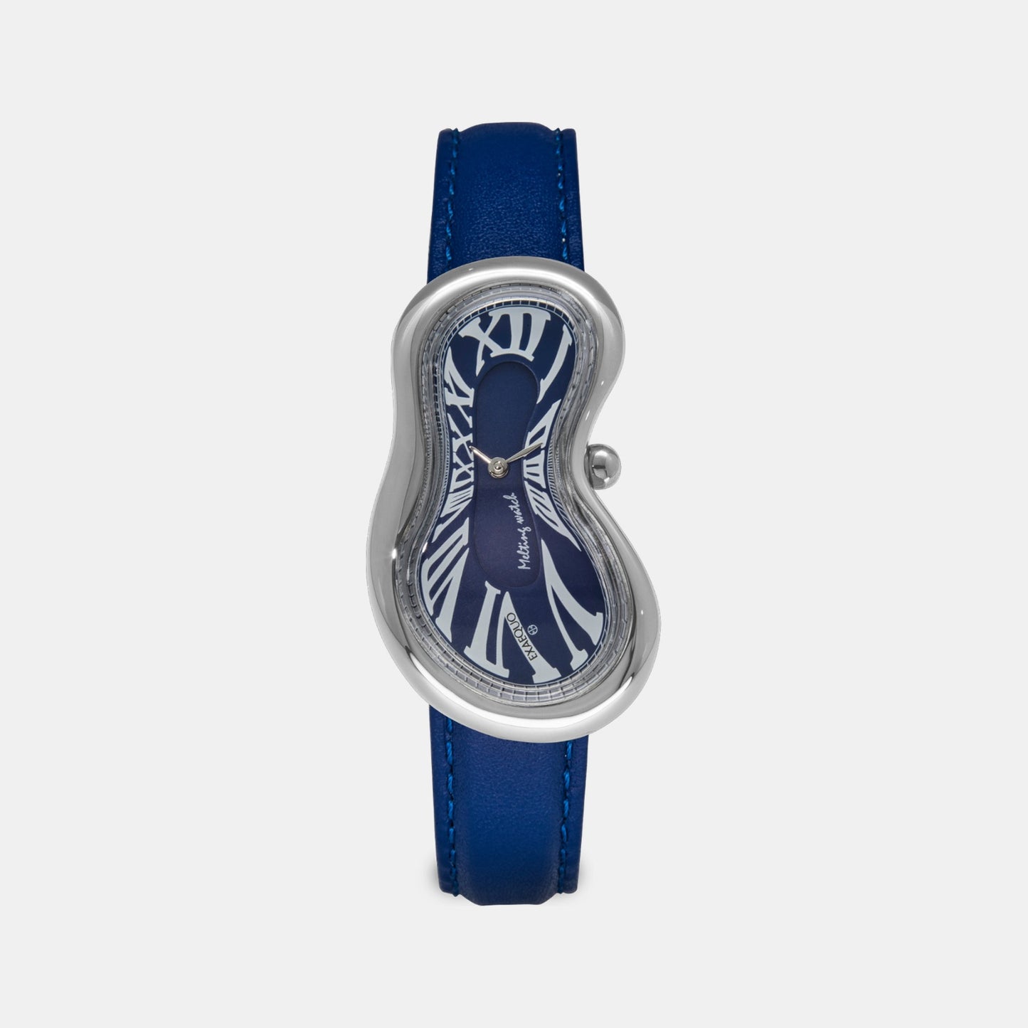 Classic Unisex Quartz Blue Dial Analog Leather Watch EX0001.0004