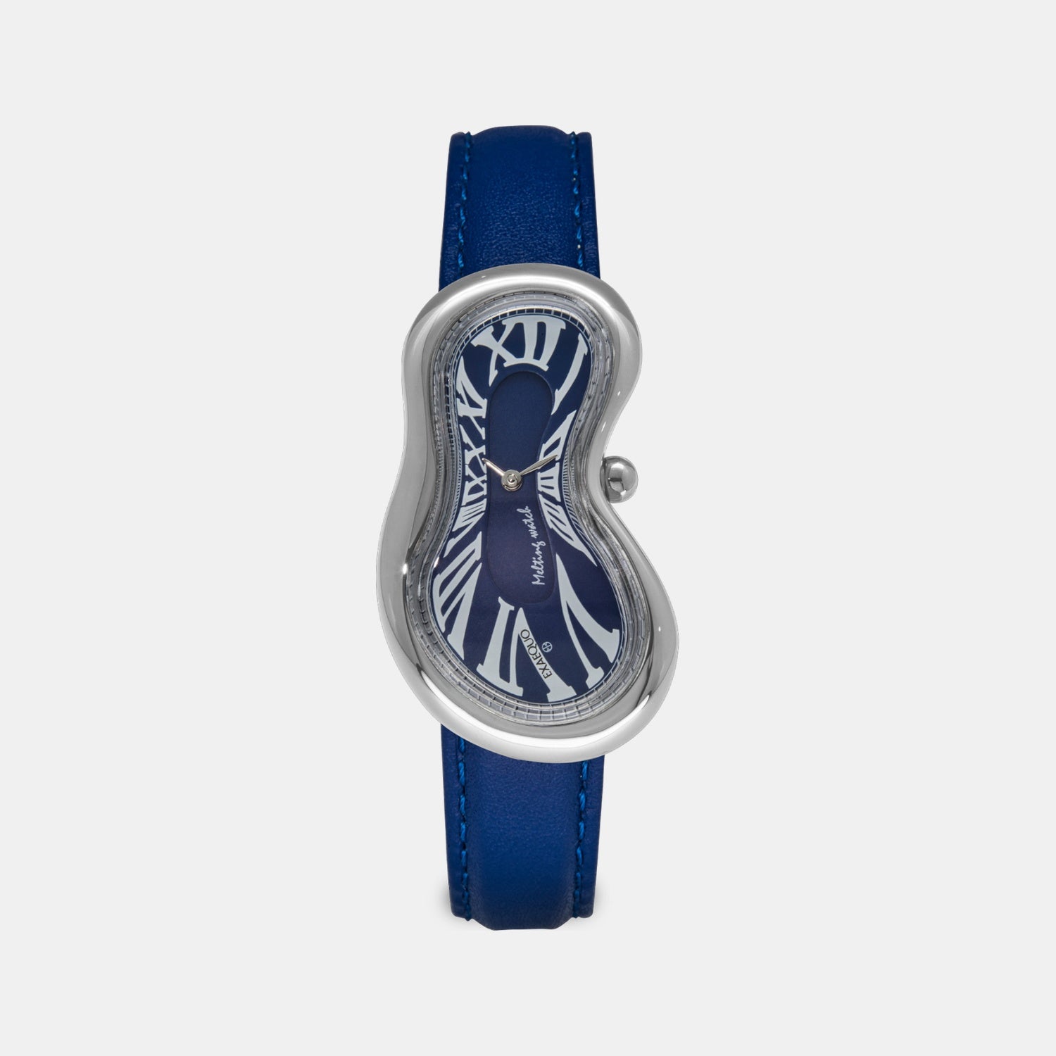 Classic Unisex Quartz Blue Dial Analog Leather Watch EX0001.0004