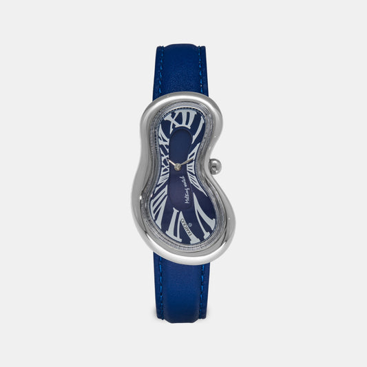 Classic Unisex Quartz Blue Dial Analog Leather Watch EX0001.0004