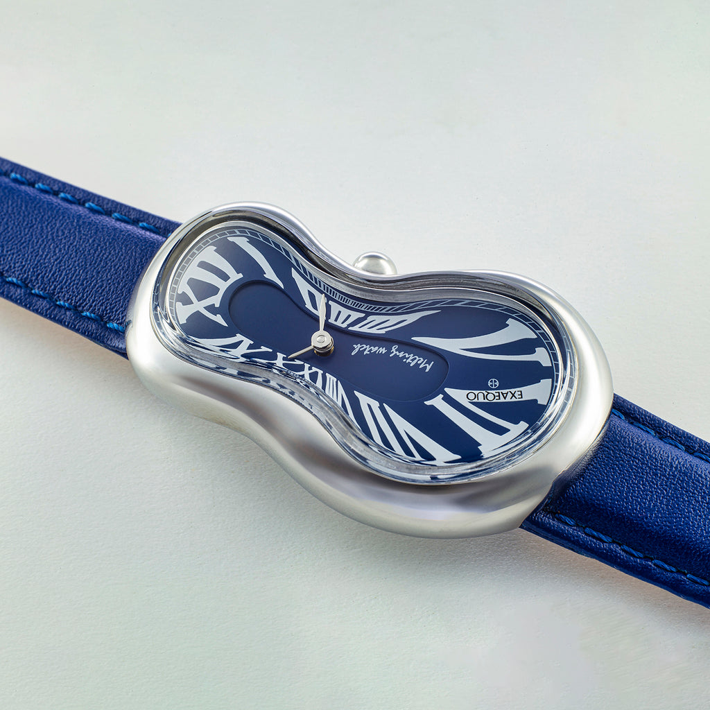 Classic Unisex Quartz Blue Dial Analog Leather Watch EX0001.0004