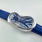 Classic Unisex Quartz Blue Dial Analog Leather Watch EX0001.0004