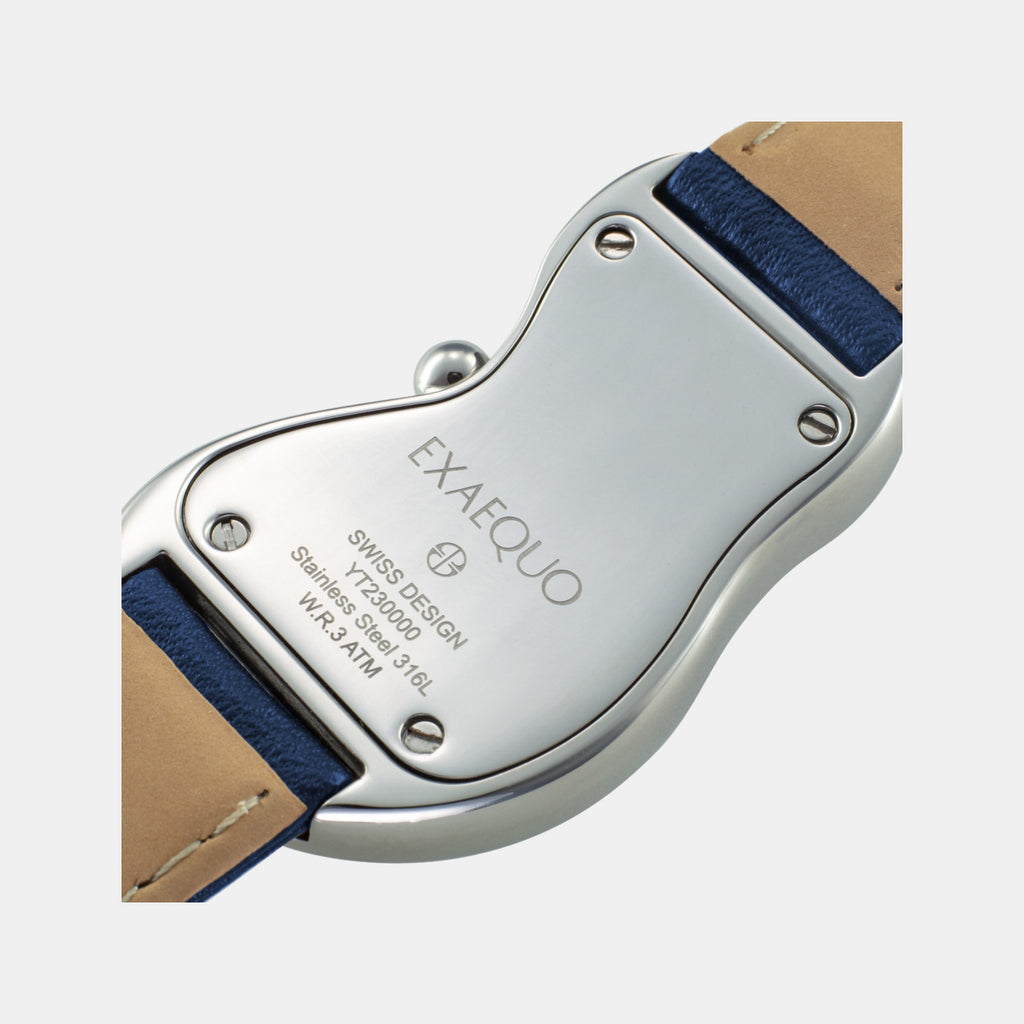 Classic Unisex Quartz Blue Dial Analog Leather Watch EX0001.0004