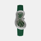 Classic Unisex Quartz Green Dial Analog Leather Watch EX0001.0005
