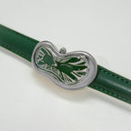 Classic Unisex Quartz Green Dial Analog Leather Watch EX0001.0005