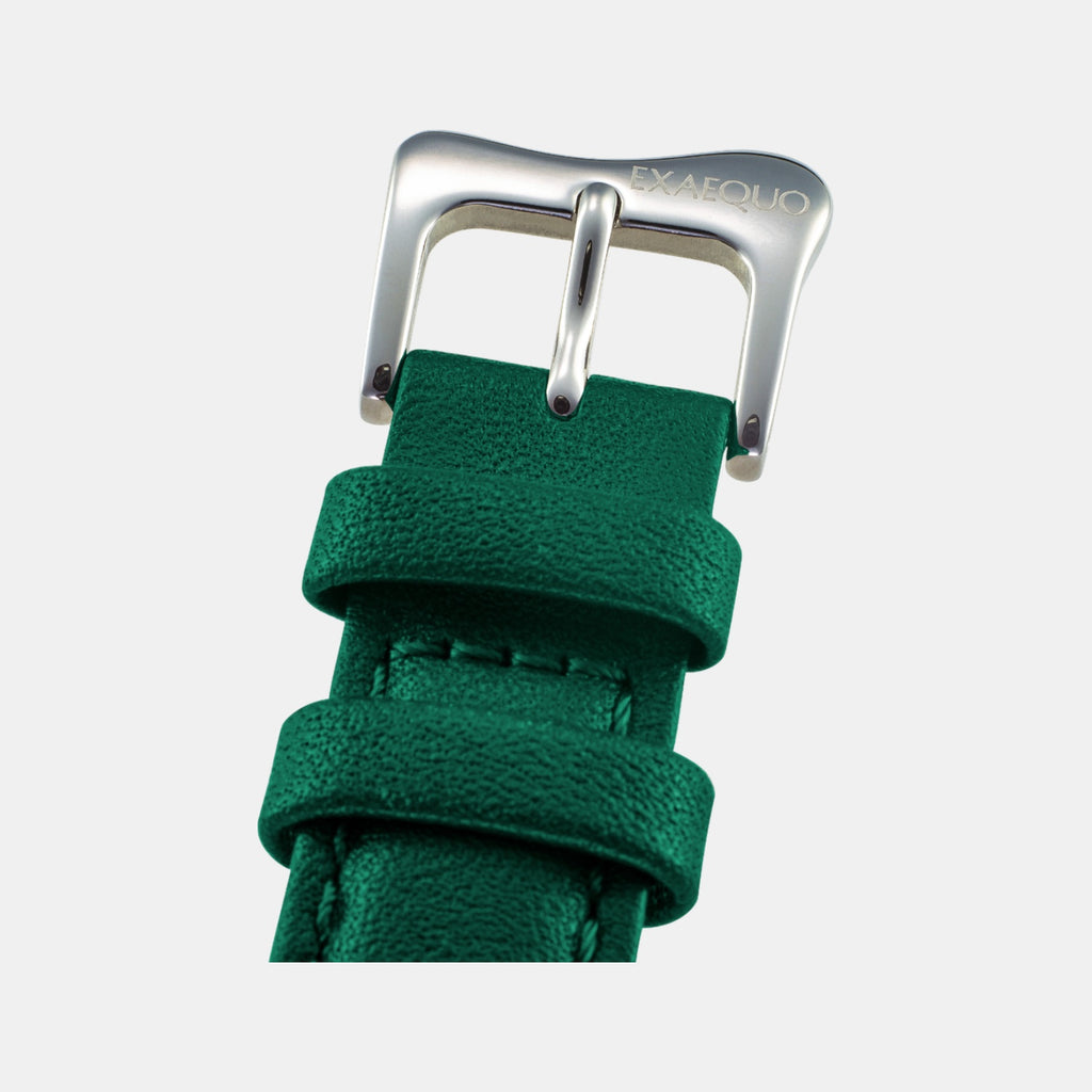 Classic Unisex Quartz Green Dial Analog Leather Watch EX0001.0005