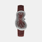 Classic Unisex Quartz Burgundy Dial Analog Leather Watch EX0001.0006