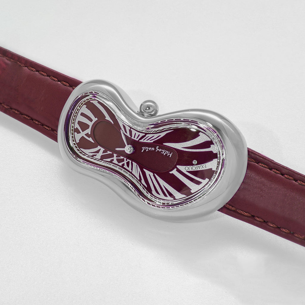 Classic Unisex Quartz Red Dial Analog Leather Watch EX0001.0006