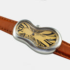 Classic Unisex Quartz Yellow Dial Analog Leather Watch EX0001.0003