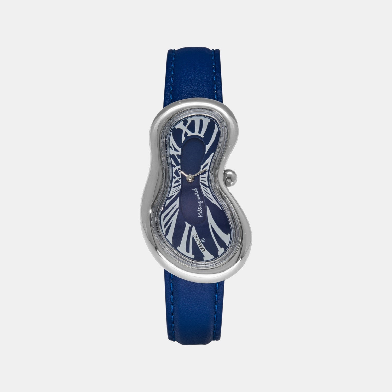 Classic Unisex Quartz Blue Dial Analog Leather Watch EX0001.0004
