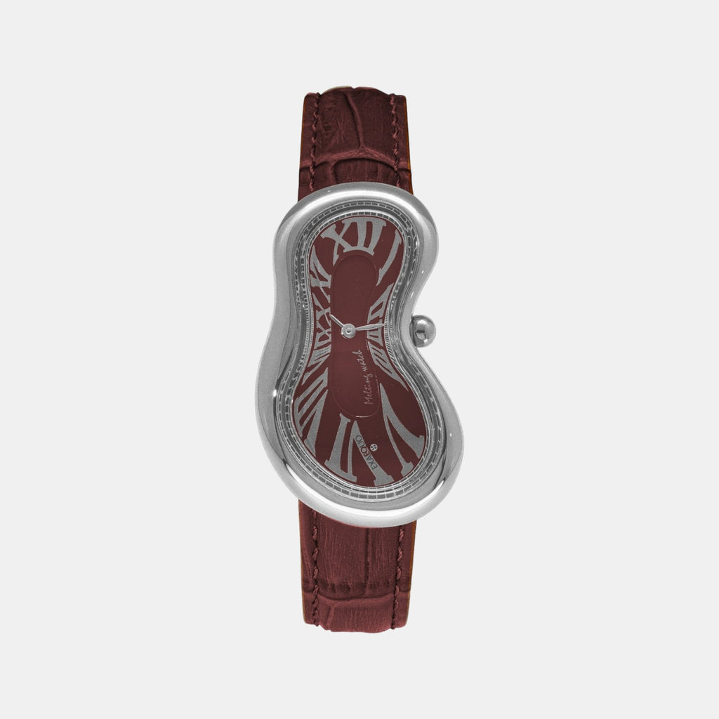 Classic Unisex Quartz Red Dial Analog Leather Watch EX0001.0006