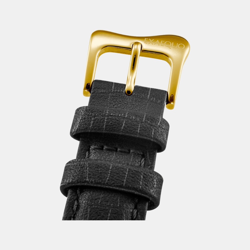 Classic Unisex Quartz Black Dial Analog Leather Watch EX0002.0001