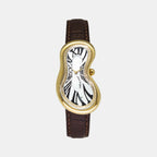 Classic Unisex Quartz White Dial Analog Leather Watch EX0002.0002