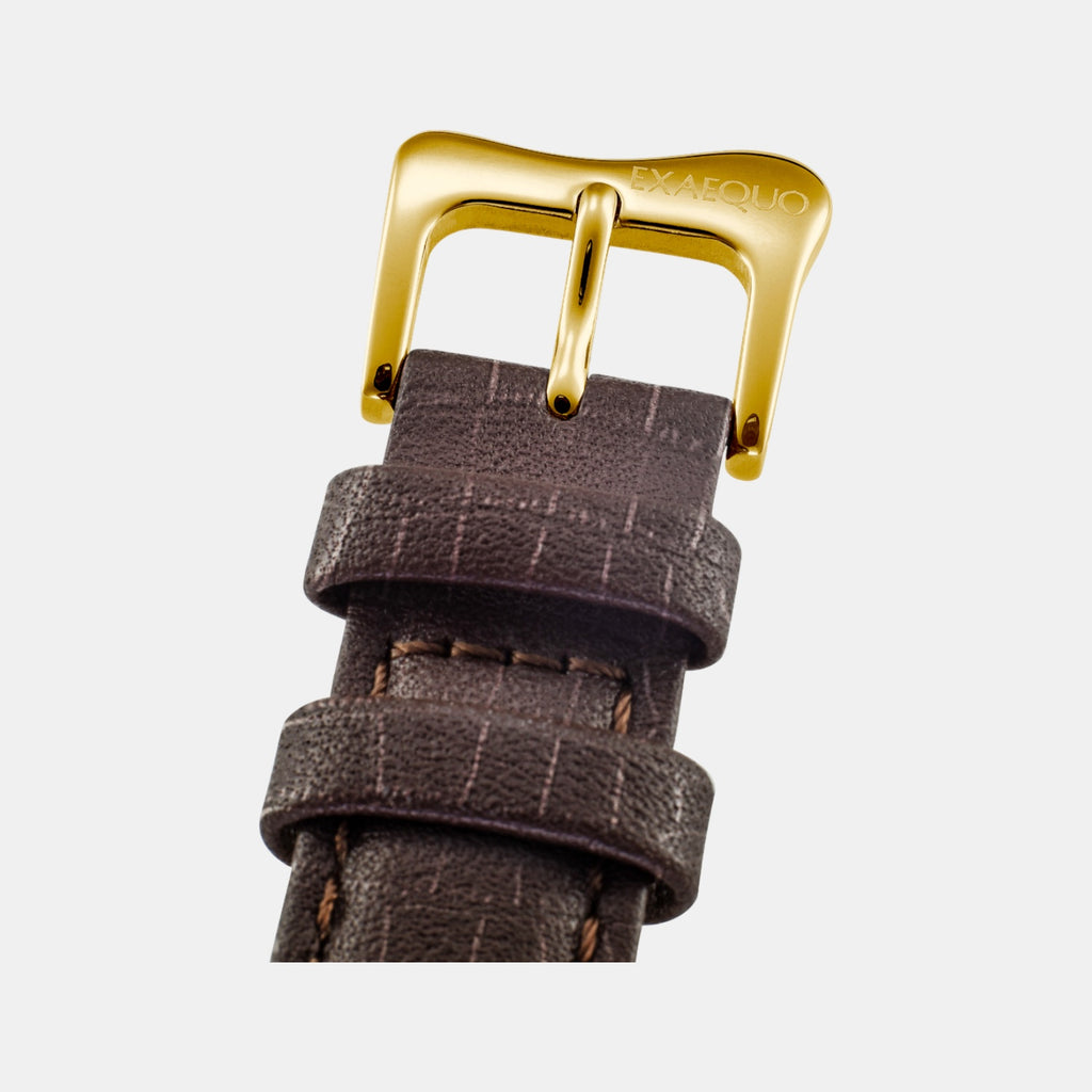 Classic Unisex Quartz White Dial Analog Leather Watch EX0002.0002