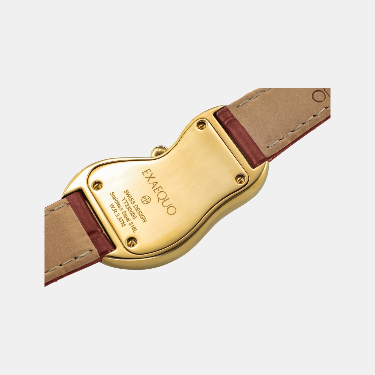 Classic Unisex Quartz Gold Dial Analog Leather Watch EX0002.0003