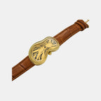 Classic Unisex Quartz Gold Dial Analog Leather Watch EX0002.0003