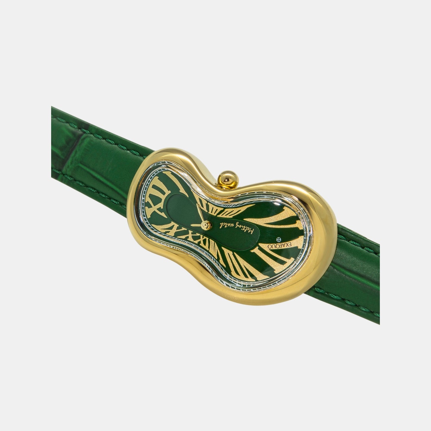 Classic Unisex Quartz Green Dial Analog Leather Watch EX0002.0005