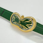 Classic Unisex Quartz Green Dial Analog Leather Watch EX0002.0005