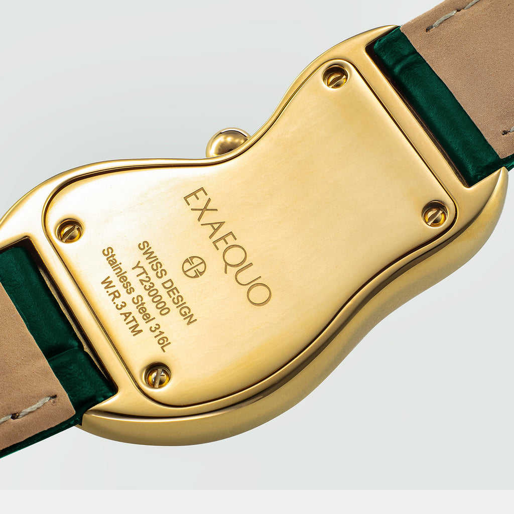 Classic Unisex Quartz Green Dial Analog Leather Watch EX0002.0005