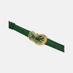 Classic Unisex Quartz Green Dial Analog Leather Watch EX0002.0005