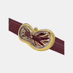 Classic Unisex Quartz Burgundy Dial Analog Leather Watch EX0002.0006