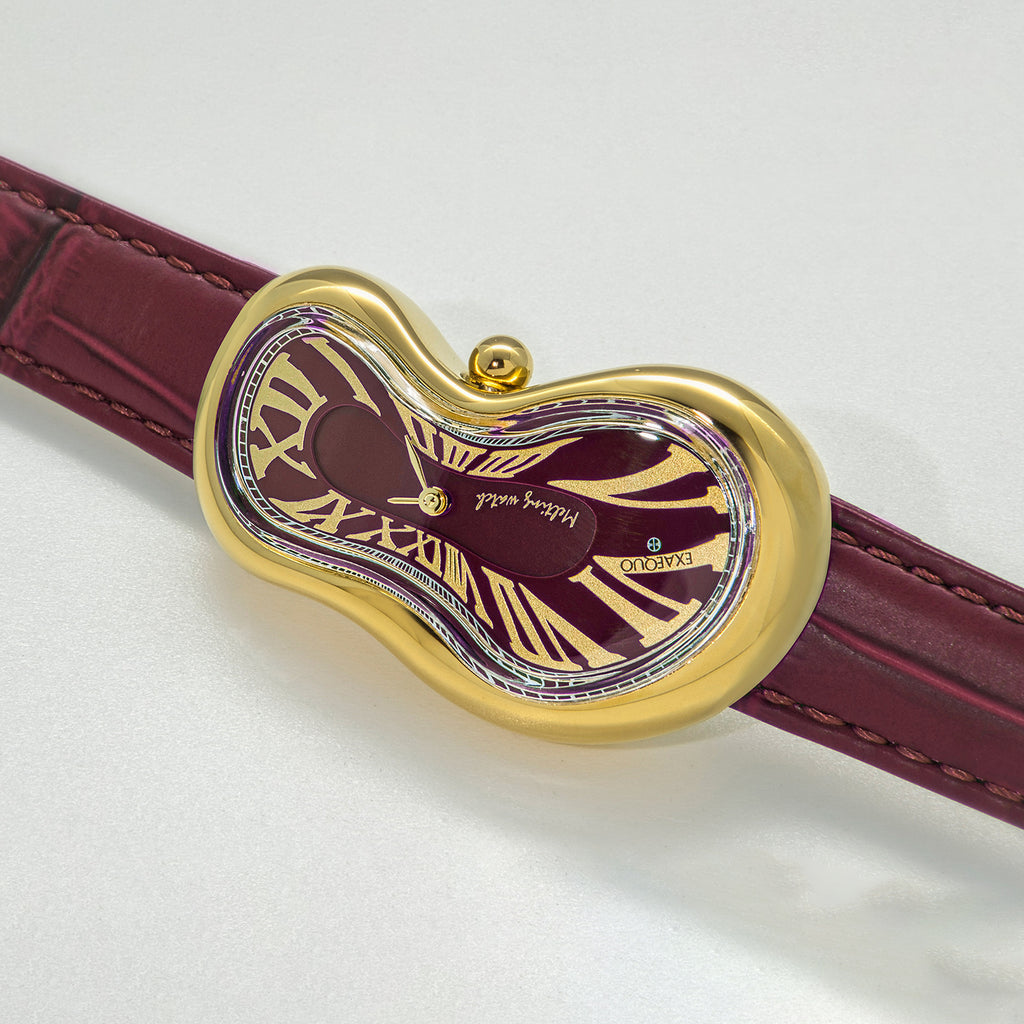 Classic Unisex Quartz Red Dial Analog Leather Watch EX0002.0006