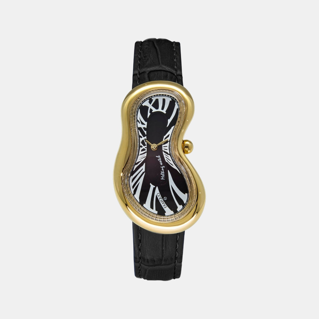 Classic Unisex Quartz Black Dial Analog Leather Watch EX0002.0001