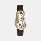 Classic Unisex Quartz White Dial Analog Leather Watch EX0002.0002