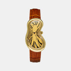 Classic Unisex Quartz Gold Dial Analog Leather Watch EX0002.0003