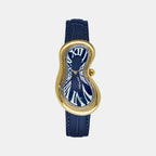 Classic Unisex Quartz Blue Dial Analog Leather Watch EX0002.0004