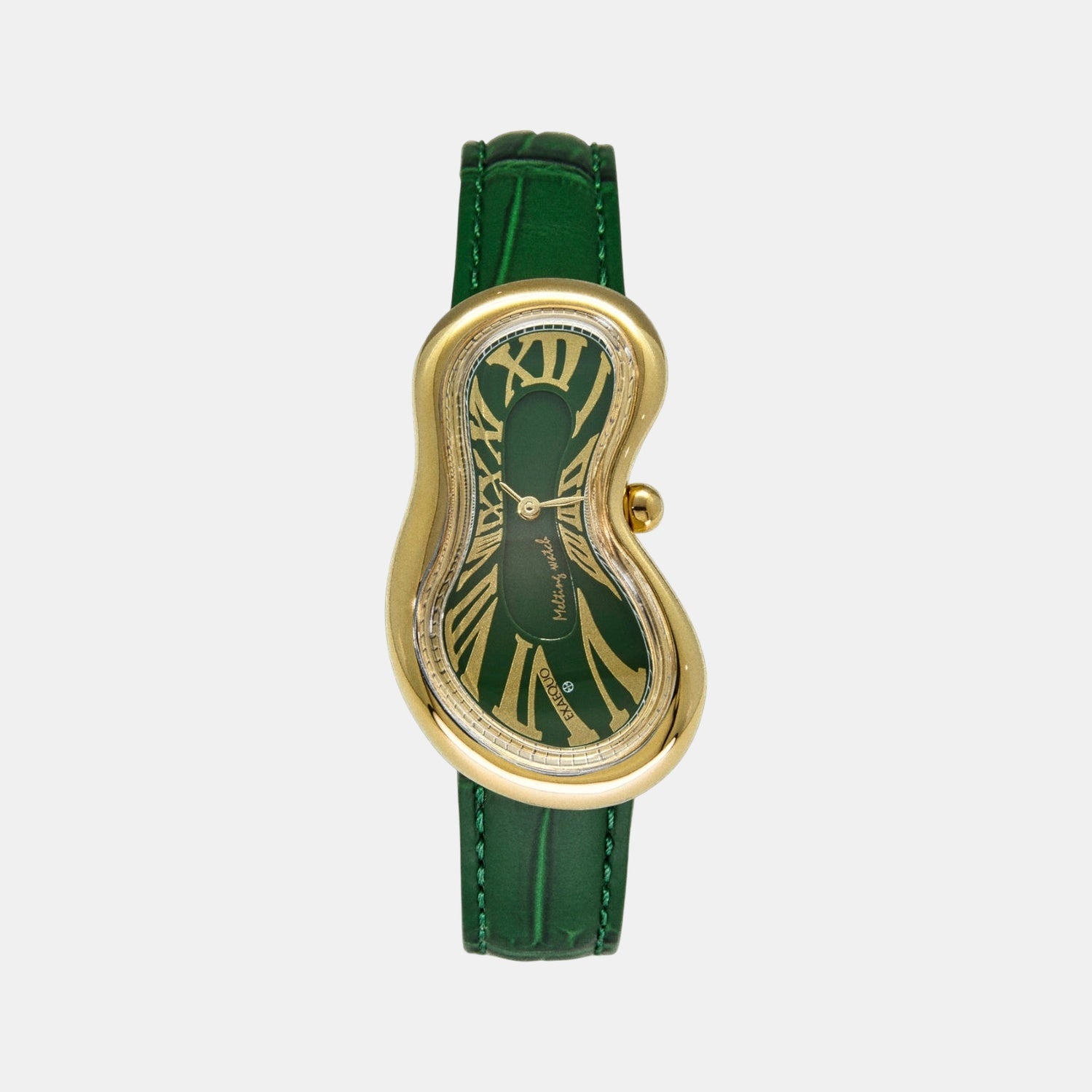 Classic Unisex Quartz Green Dial Analog Leather Watch EX0002.0005