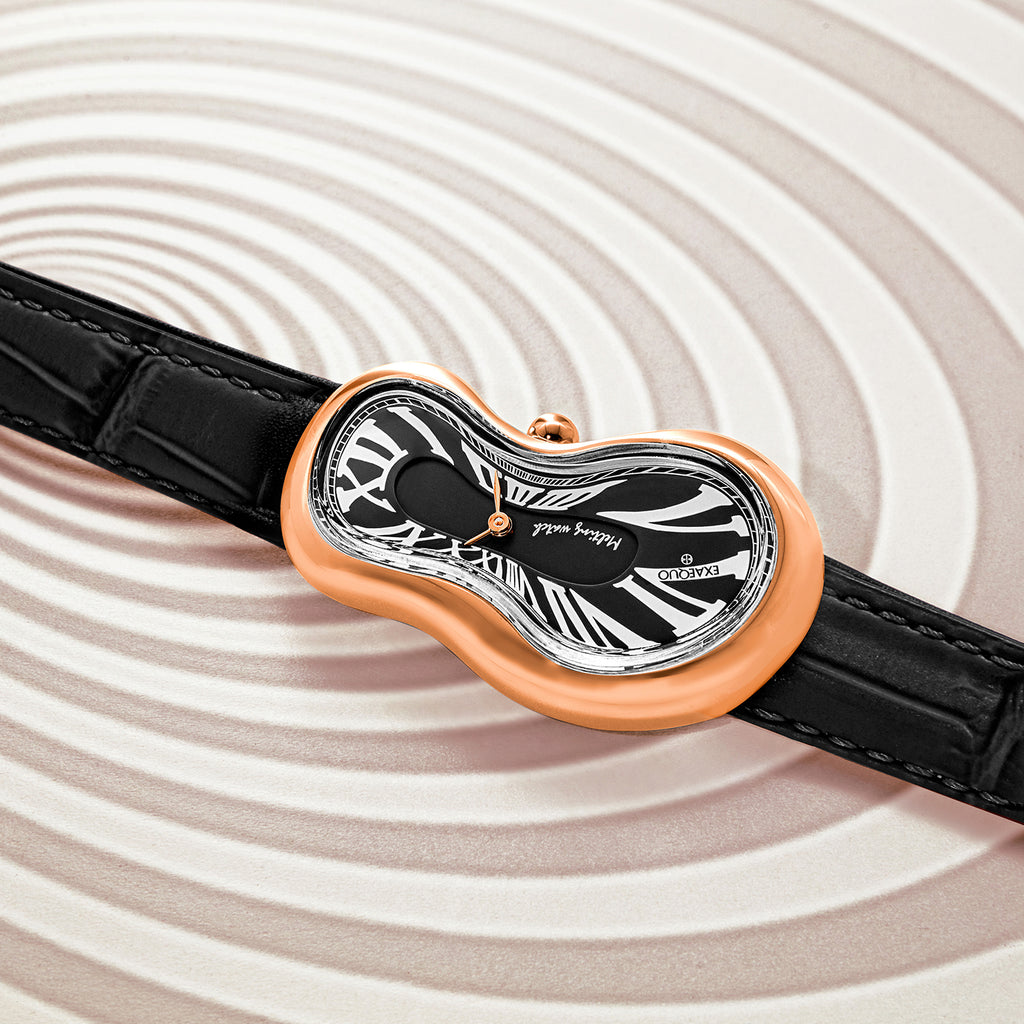Classic Unisex Quartz Black Dial Analog Leather Watch EX0003.0001
