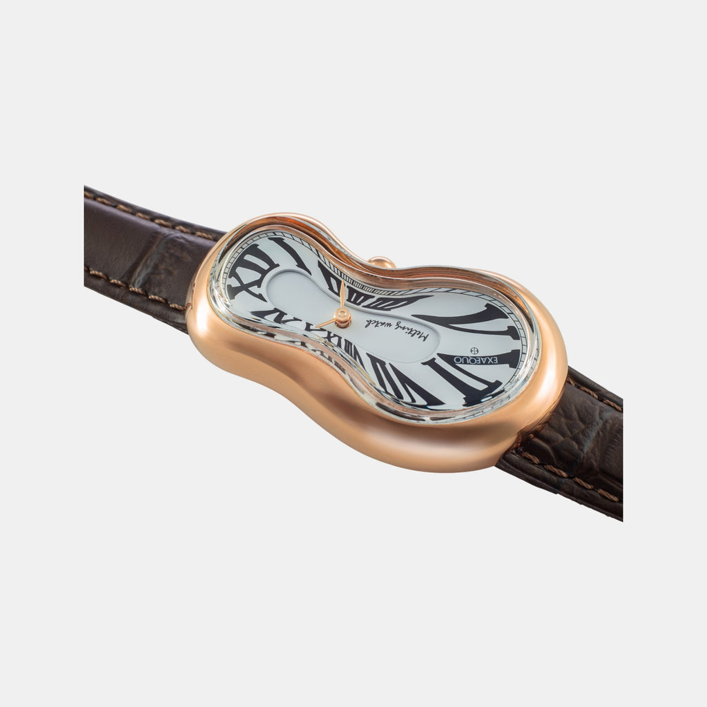 Classic Unisex Quartz White Dial Analog Leather Watch EX0003.0002