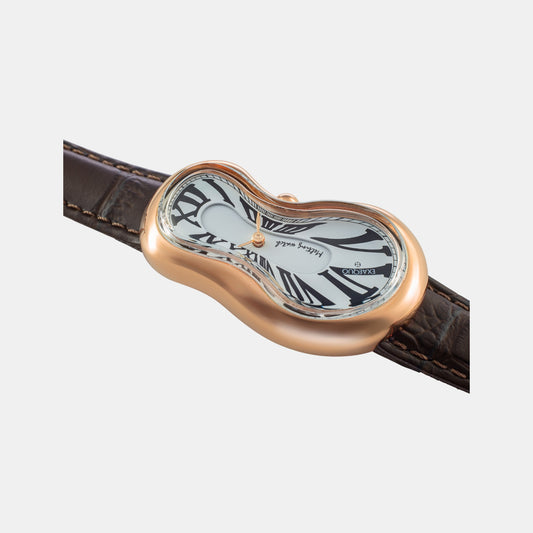 Classic Unisex Quartz White Dial Analog Leather Watch EX0003.0002