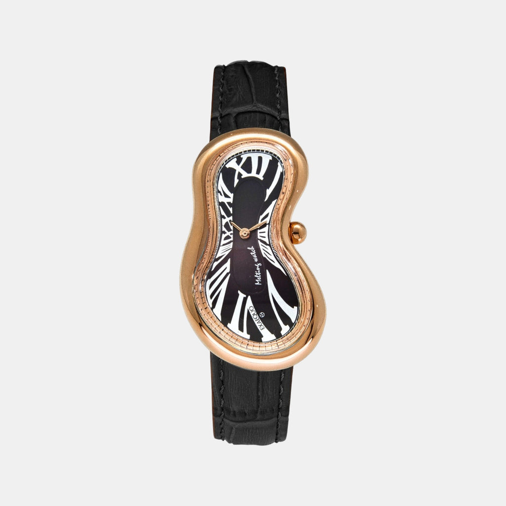 Classic Unisex Quartz Black Dial Analog Leather Watch EX0003.0001