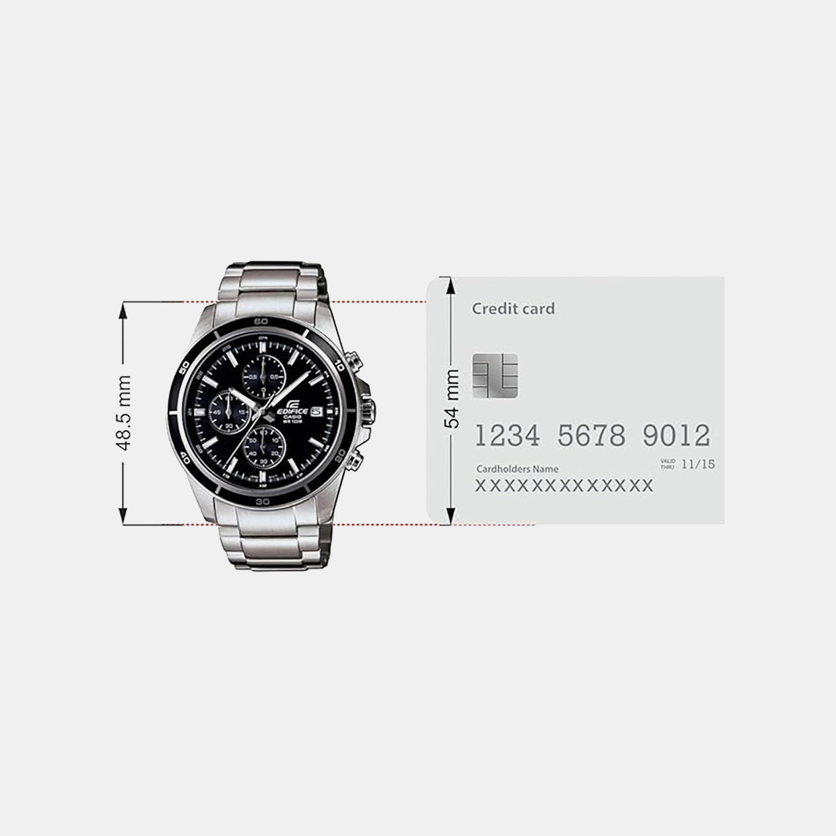 Edifice Men Quartz Black Dial Chronograph Stainless Steel Watch EX093