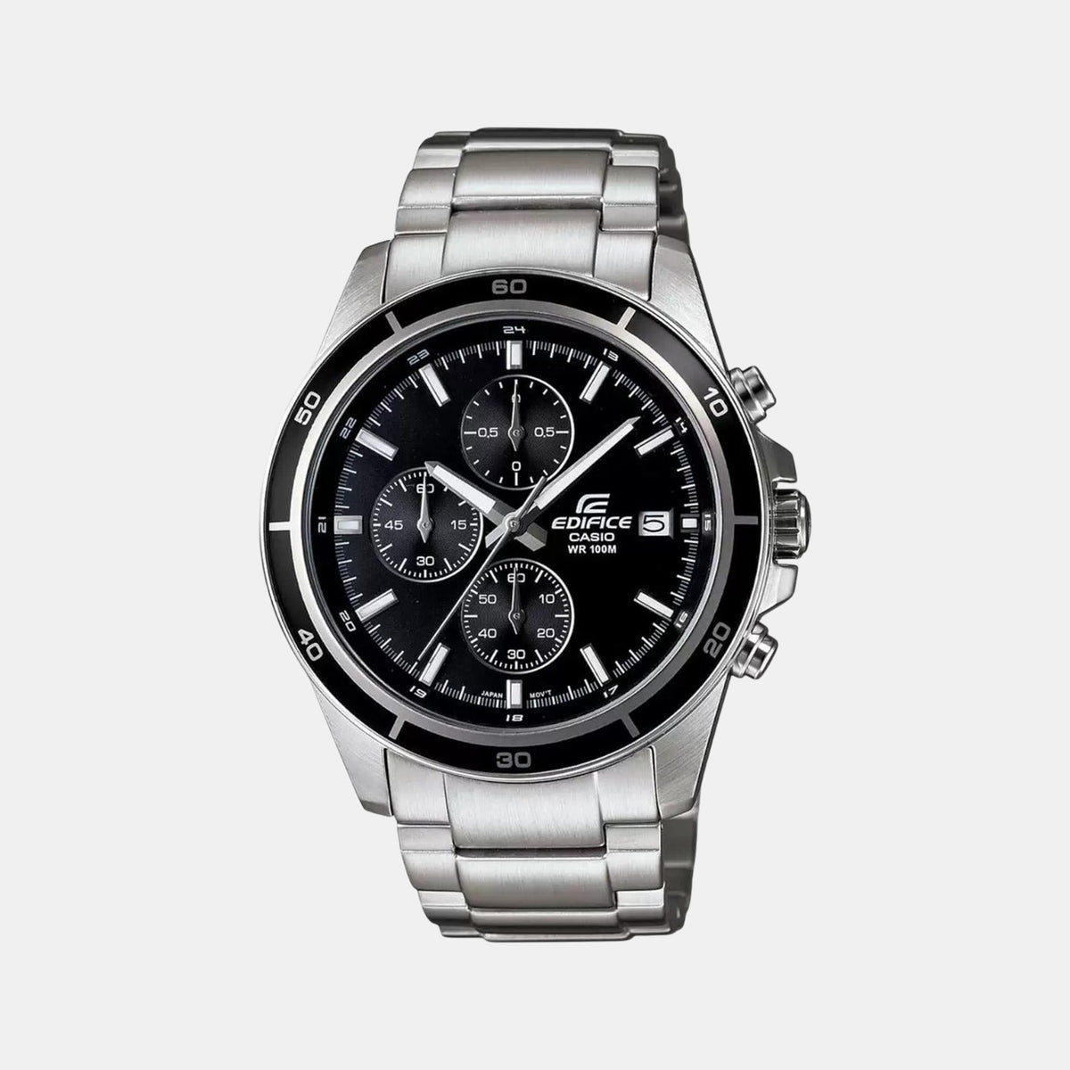 Edifice Men Quartz Black Dial Chronograph Stainless Steel Watch EX093