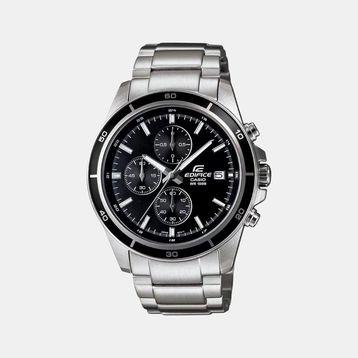 Edifice Men Quartz Black Dial Chronograph Stainless Steel Watch EX093